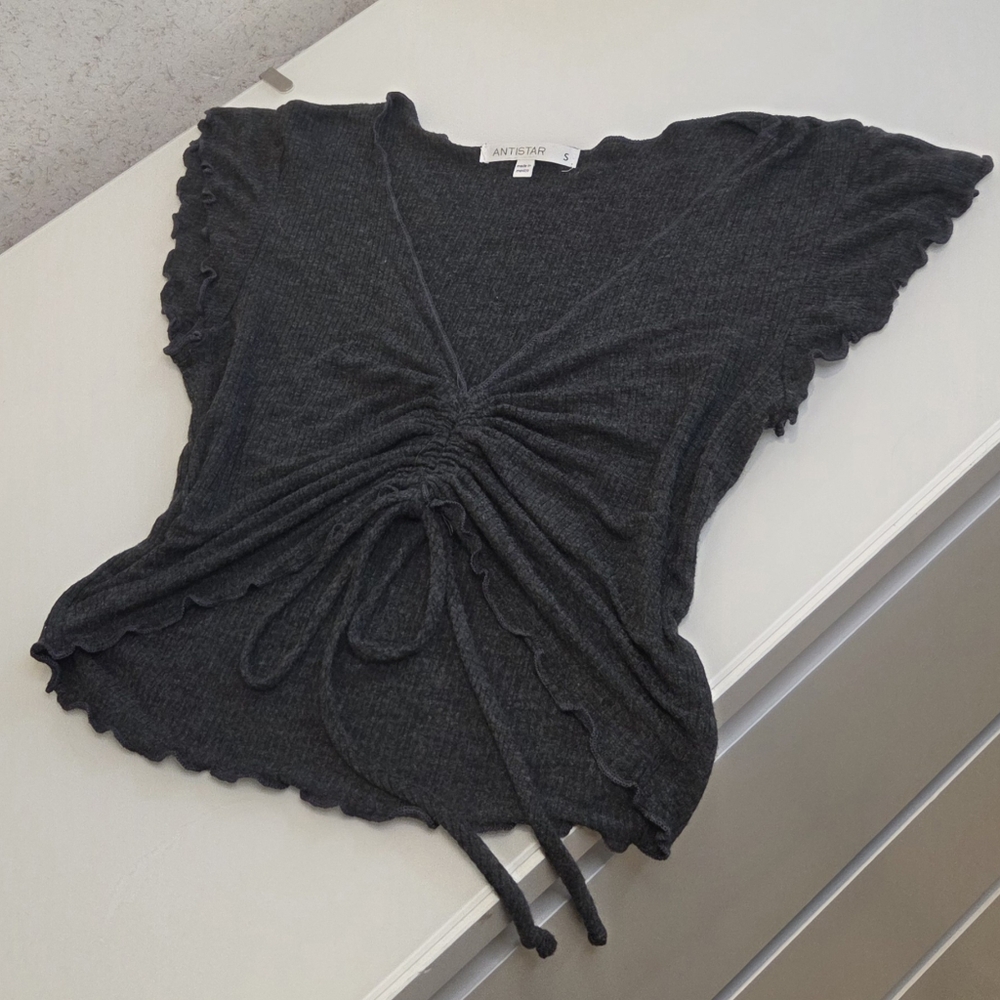 Women's Size Small Black Ruched Crop Top